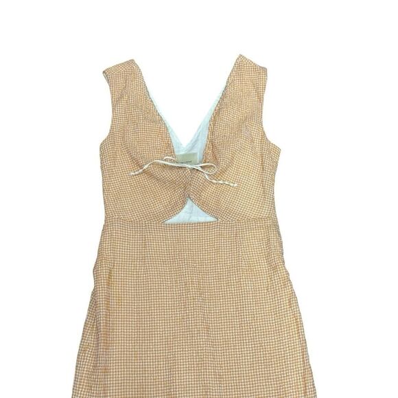 Paloma Wool Chambao Gingham Rust Midi Dress Rust Orange Tie Front XS 34 - Picture 7 of 16